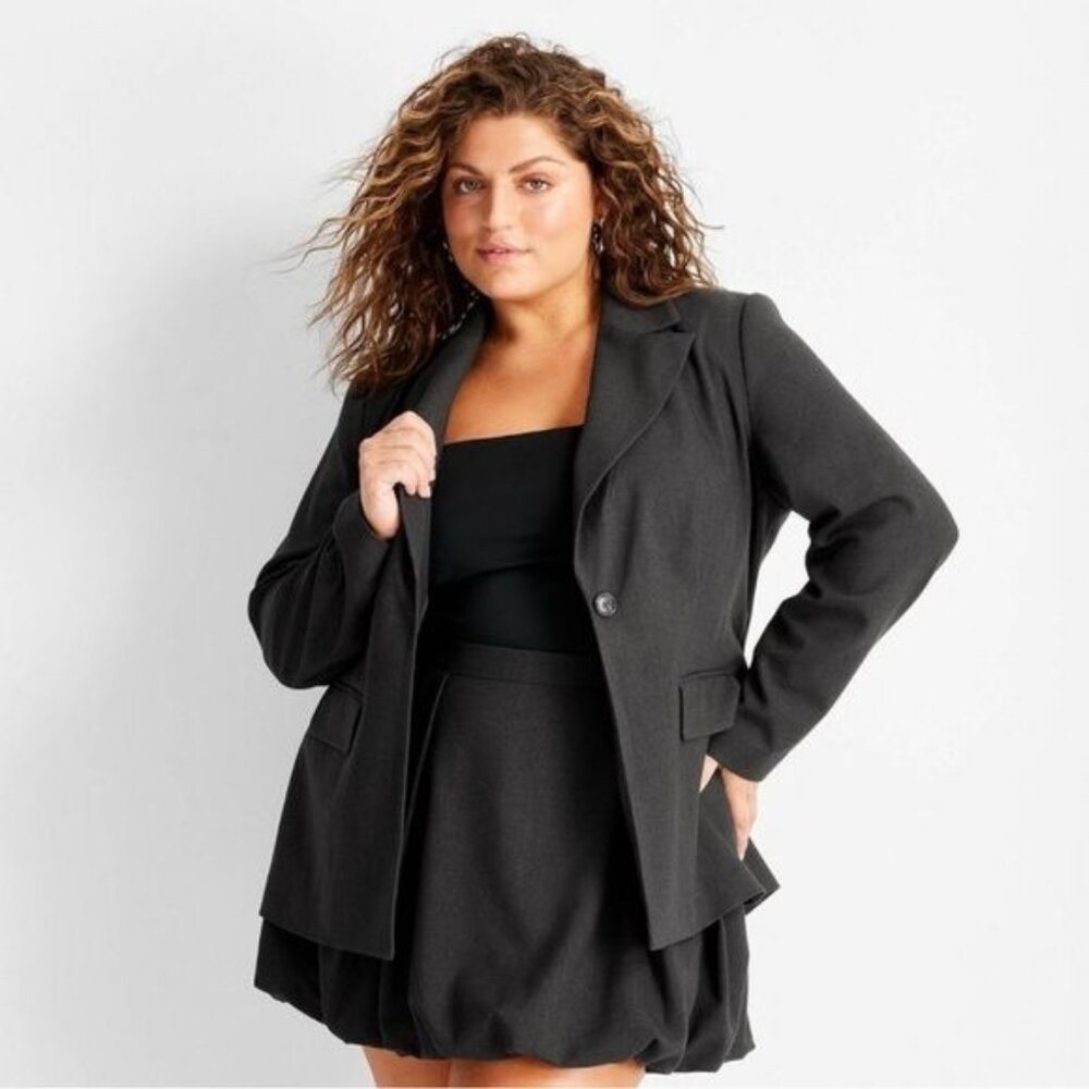 NEW Future Collective Nipped Waist Blazer - Charcoal Gray - Size 2X
